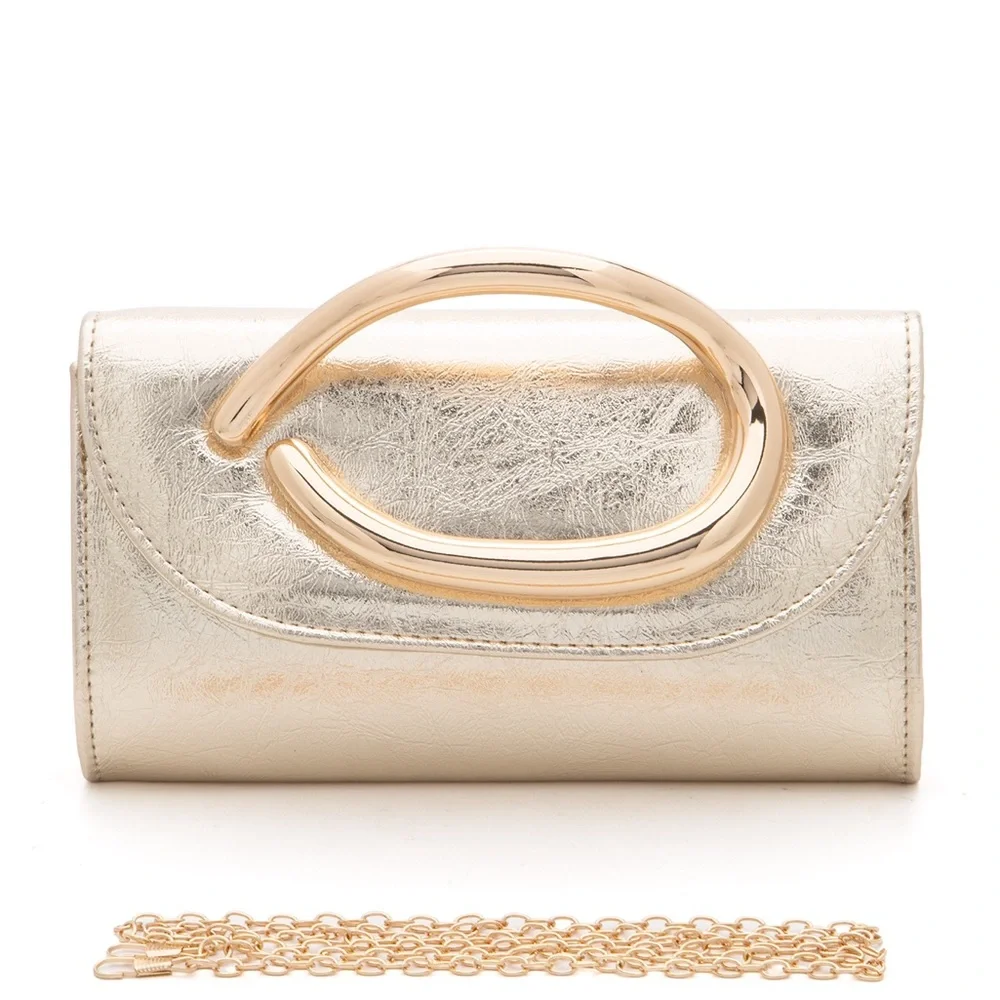 Silver Vegan Leather Clutch Bag